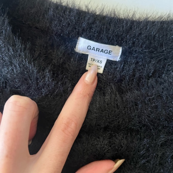 Garage black fuzzy pullover sweater - Picture 2 of 2